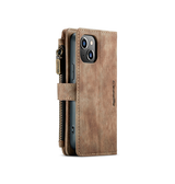 iPhone 15 | iPhone 15 - CaseMe™ Multifunktionel Læder Etui / Pung - Brun - DELUXECOVERS.DK