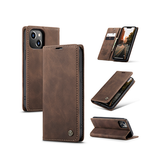 iPhone 14 Plus | iPhone 14 Plus - CaseMe™ Noble Læder Etui / Pung - Mørkebrun - DELUXECOVERS.DK