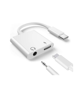 Adapter | USB-C til 3.5mm Mini-jack Stik Hun / USB-C  - Adapter - Hvid - DELUXECOVERS.DK