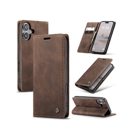 iPhone 16 | iPhone 16 - CaseMe™ Noble Læder Etui / Pung - Mørkebrun - DELUXECOVERS.DK