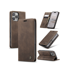 iPhone 16 Pro | iPhone 16 Pro - CaseMe™ Noble Læder Etui/Pung - Mørkebrun - DELUXECOVERS.DK