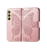 Samsung Galaxy S25 | Samsung Galaxy S25 - BUTTERFLY™ Læder Etui / Taske M. Pung - Rose - DELUXECOVERS.DK