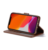 iPhone XS Max | iPhone XS Max - LC.IMEEKE™ Læder Cover M. Kortholder - Brun - DELUXECOVERS.DK