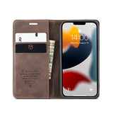 iPhone 13 Mini | iPhone 13 Mini - CaseMe™ Noble Læder Etui / Pung - Mørkebrun - DELUXECOVERS.DK