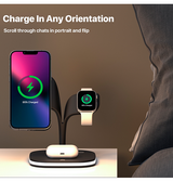 Ladestation / Trådløs oplader | DelX™ | 3-i-1 Trådløs Ladestation til iPhone, Watch & AirPods - Sort - DELUXECOVERS.DK