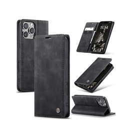 iPhone 16 Pro | iPhone 16 Pro - CaseMe™ Noble Læder Etui/Pung - Sort - DELUXECOVERS.DK