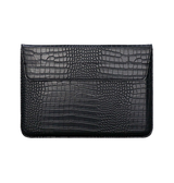 Macbook Sleeve | MacBook Pro 16" - Crocodile Skin Læder Sleeve - Sort - DELUXECOVERS.DK