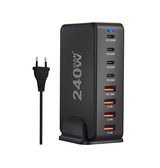 Ladestation / Trådløs oplader | NX-Pro™ | 8 Ports Strøm Ladestation - 240W! - Sort - DELUXECOVERS.DK