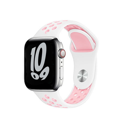 Apple Watch 38mm | Apple Watch (38/40/SE/41/42mm) - 4Run™ Silikone Løbe Sportsrem - Rose/Hvid - DELUXECOVERS.DK