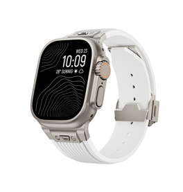 Apple Watch 42mm | Apple Watch (42/44/SE/45/46/49mm) - DeLX™ Vertical-Line Titanium Rem - Hvid - DELUXECOVERS.DK