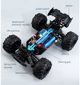 Gadgets | 1/16 Fjernstyret bil 38+ km/t - 4WD - Rød/Sort - BIGFOOT™ - DELUXECOVERS.DK