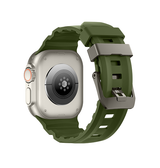 Apple Watch 42mm | Apple Watch (42/44/SE/45/46/49mm) - Wild Buckle™ Silikonerem - Army grøn - DELUXECOVERS.DK