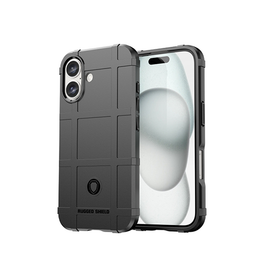 iPhone 16 Plus | iPhone 16 Plus - RUGGED SHIELD™ Stødsikkert Håndværker Cover - Sort - DELUXECOVERS.DK