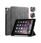 iPad 6 | iPad 6 - 9.7" - DG.MING™ Trifold Læder Cover m. Stander - Grå - DELUXECOVERS.DK