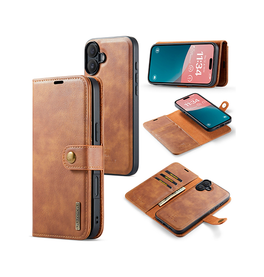 iPhone 16 Plus | iPhone 16 Plus - DG.MING™ Vintage 2-In-1 Læder Etui M. Cover - Brun - DELUXECOVERS.DK