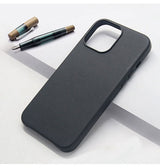 iPhone 15 Pro Max | iPhone 15 Pro Max - DELUXE™ Grain Læder Bagside Cover - Sort - DELUXECOVERS.DK