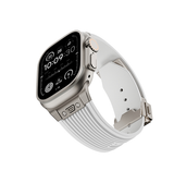 Apple Watch 42mm | Apple Watch (42/44/SE/45/46/49mm) - DeLX™ Vertical-Line Titanium Rem - Hvid - DELUXECOVERS.DK