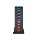 Ladestation / Trådløs oplader | NX-Pro™ | 8 Ports Strøm Ladestation - 240W! - Sort - DELUXECOVERS.DK