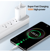 Vægoplader | TOTU® - USB-A QuickCharge 3.0. Oplader - 100W - Hvid - DELUXECOVERS.DK