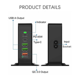 Ladestation / Trådløs oplader | PD-75 - USB Ladestation 2xUSB-C, 3xUSB-A - 100W - DELUXECOVERS.DK