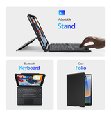 iPad 7/8/9 | iPad 10.2" 7/8/9 (2019/2020/2021) - DUX DUCIS™ Cover M. Magnetisk Trådløs Tastatur - Sort - DELUXECOVERS.DK