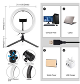 Ringlight | DELUXE™ - Pro Compact Ringlys Stander Stativ M. USB - Sort - DELUXECOVERS.DK