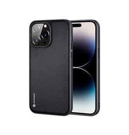 iPhone 14 Pro | iPhone 14 Pro - DUX DUCIS® Luxe Cover - Tekstil Design - Sort - DELUXECOVERS.DK